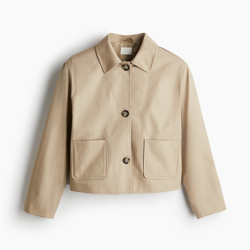 H&M Beige Cropped Button-Front Jacket